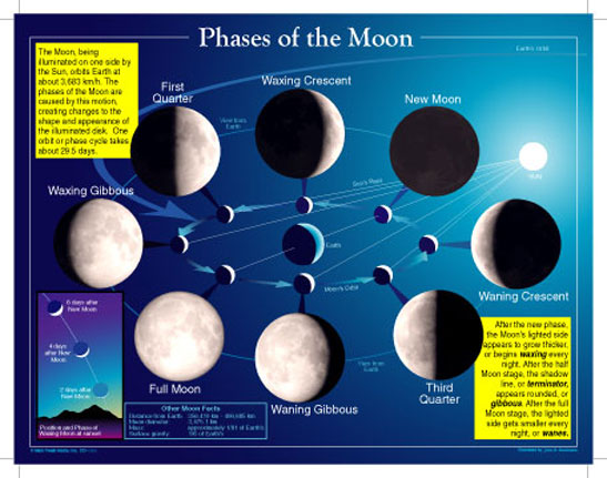 pictures of the moon phases in order. Phases of the Moon